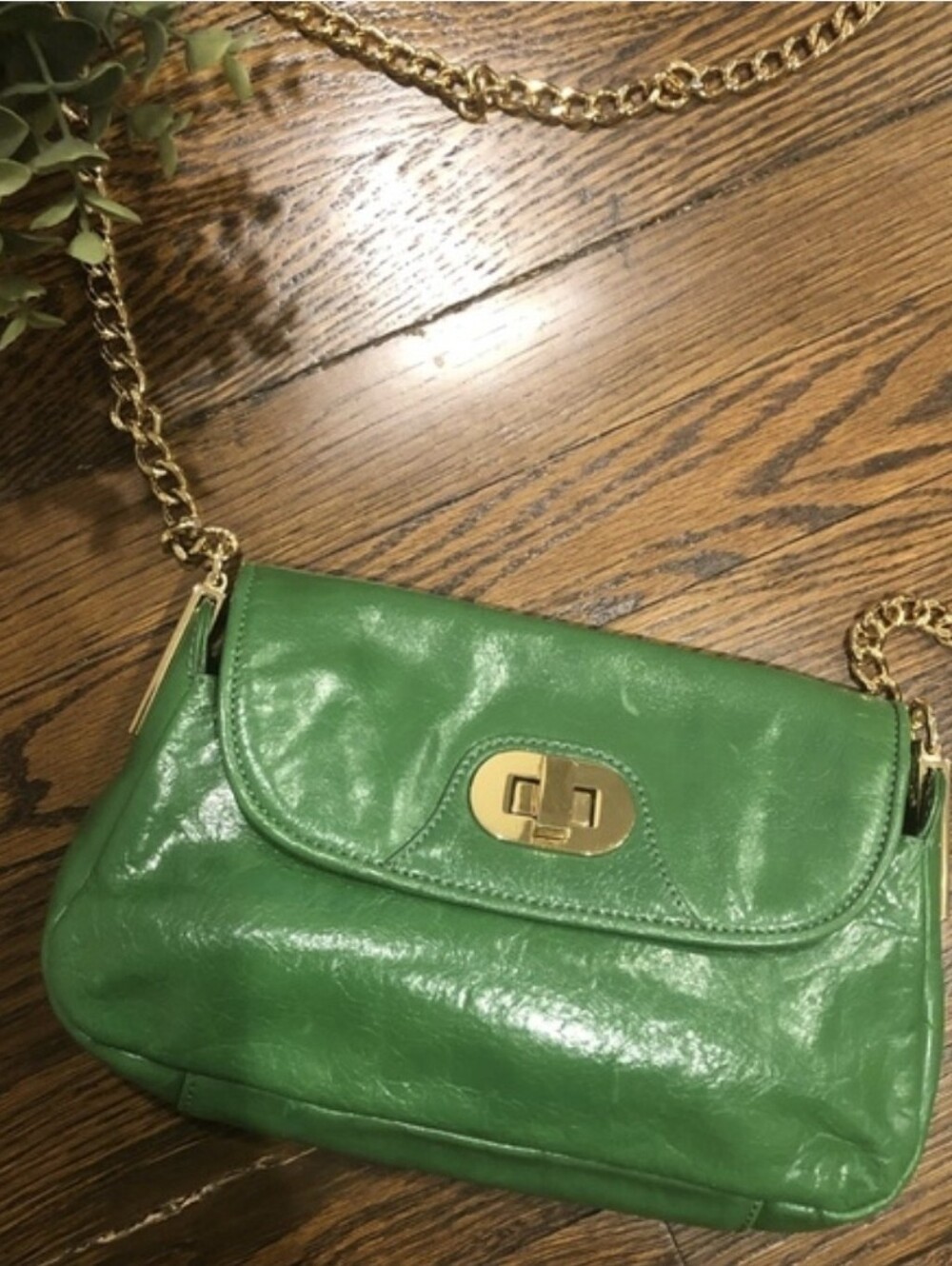 Badgley Mischka Green Leather Crossbody Bag